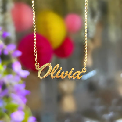 Made to Order Personalised 9ct Gold Script Name Dropper Necklace