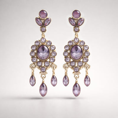 Edwardian Inspired Amethyst Sterling Silver Drop Earrings