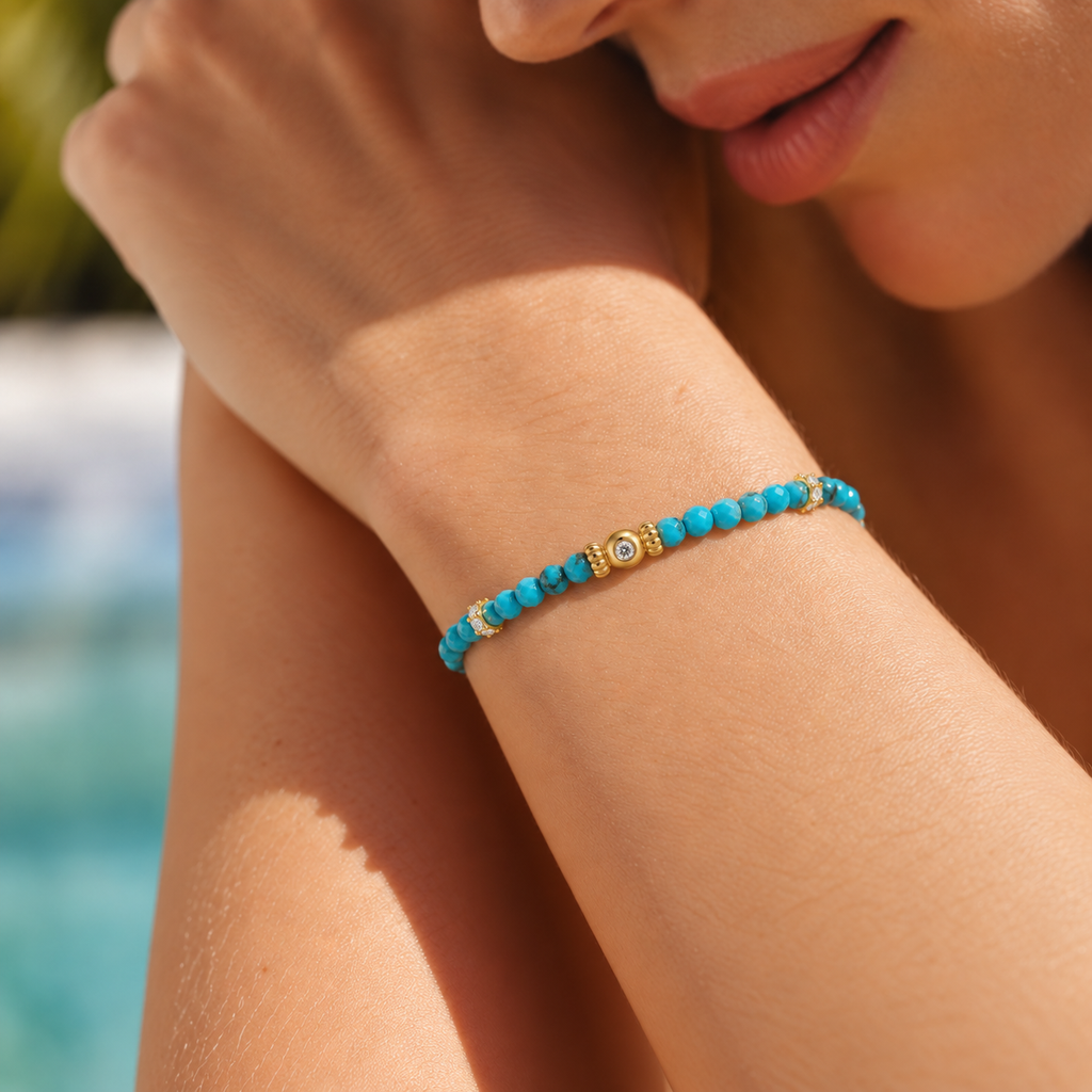 Turquoise Gold Beaded Bracelet | Ania Haie
