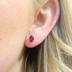 Oval-Cut Lab-Grown Ruby Sterling Silver Matching Necklace and Earring Set