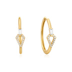 14ct Gold Plated Cubic Zirconia Geometric Hoop Earrings | Ania Haie