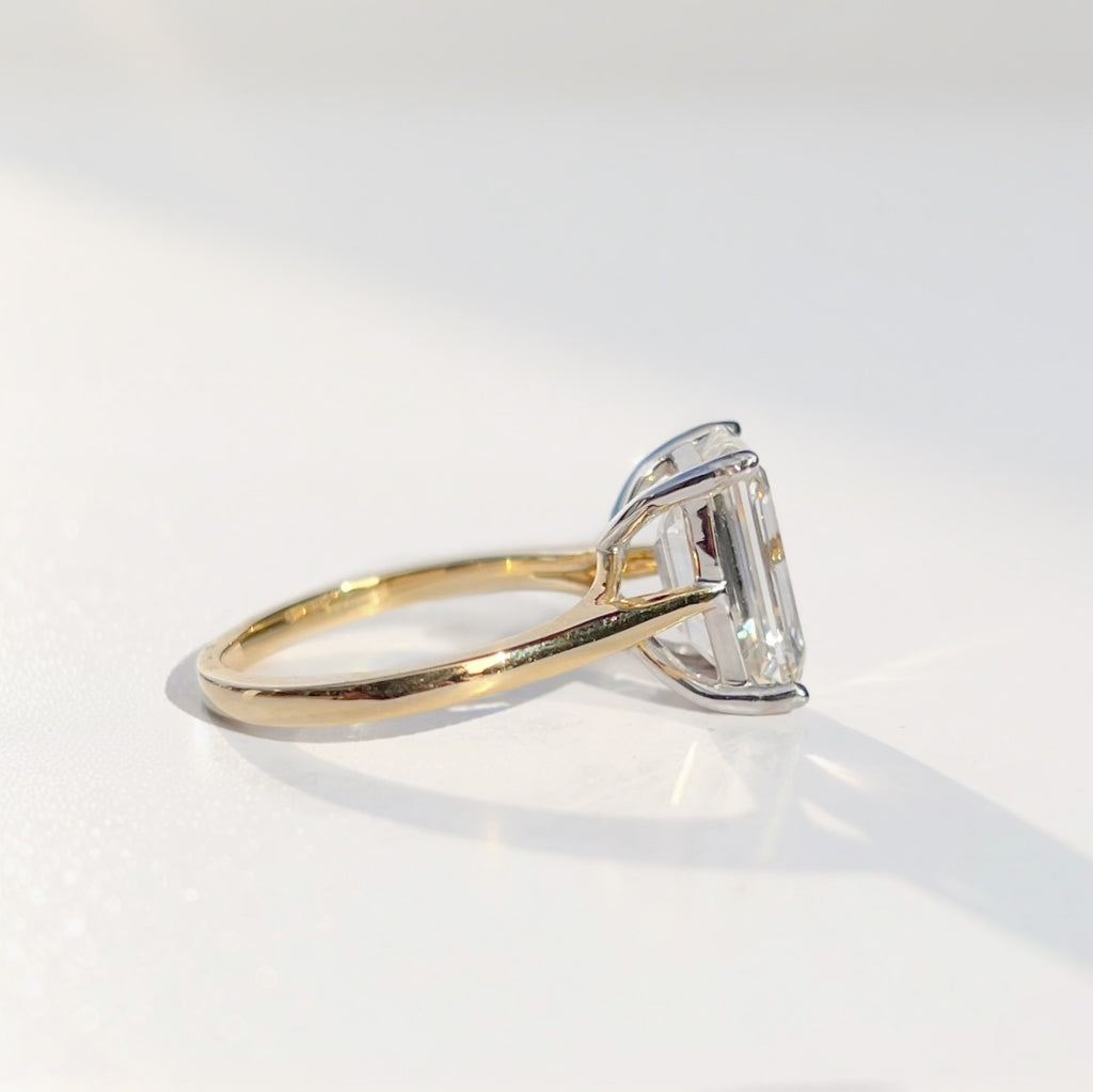 5ct Emerald-Cut Lab-Grown Diamond 18ct Yellow Gold Engagement Ring | Size L ½