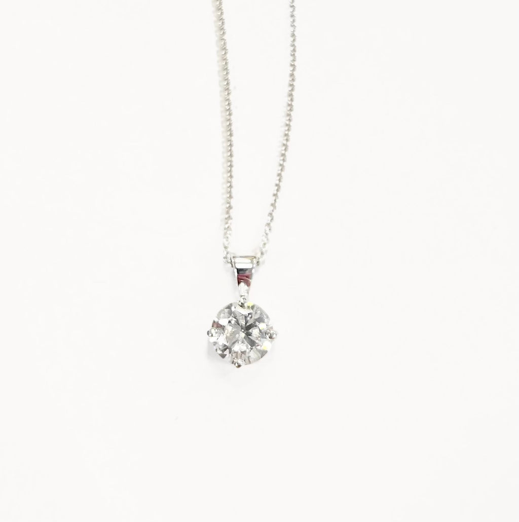 Compass Set Lab-Grown Diamond 9ct White Gold Solitaire Necklace