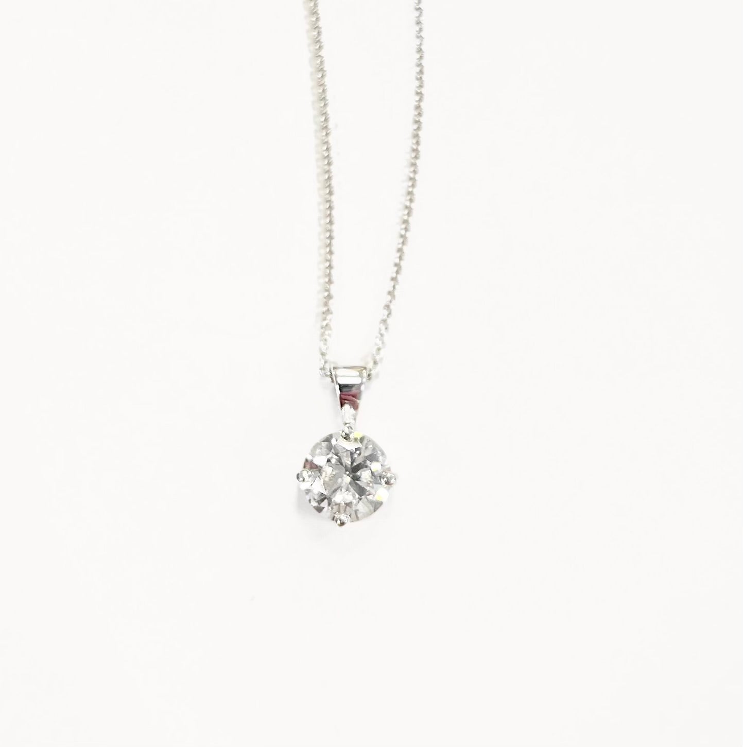 Compass Set Lab-Grown Diamond 9ct White Gold Solitaire Necklace