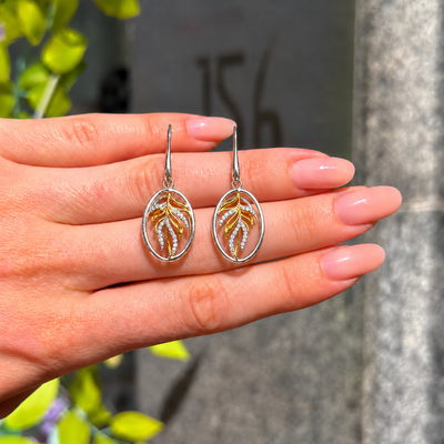 Cubic Zirconia Sterling Silver 9ct Gold Plated Drop Earrings | Unique & Co.
