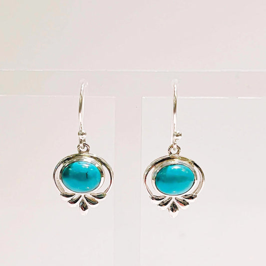 Sterling Silver Dainty Turquoise Drop Earrings