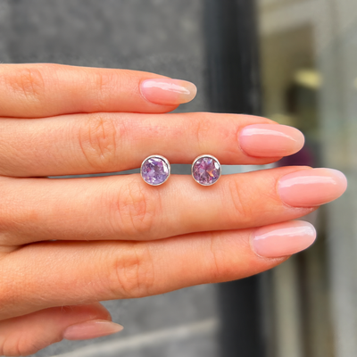 Amethyst Sterling Silver Dainty Stud Earrings