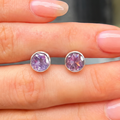 Amethyst Sterling Silver Dainty Stud Earrings