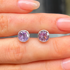 Amethyst Sterling Silver Dainty Stud Earrings