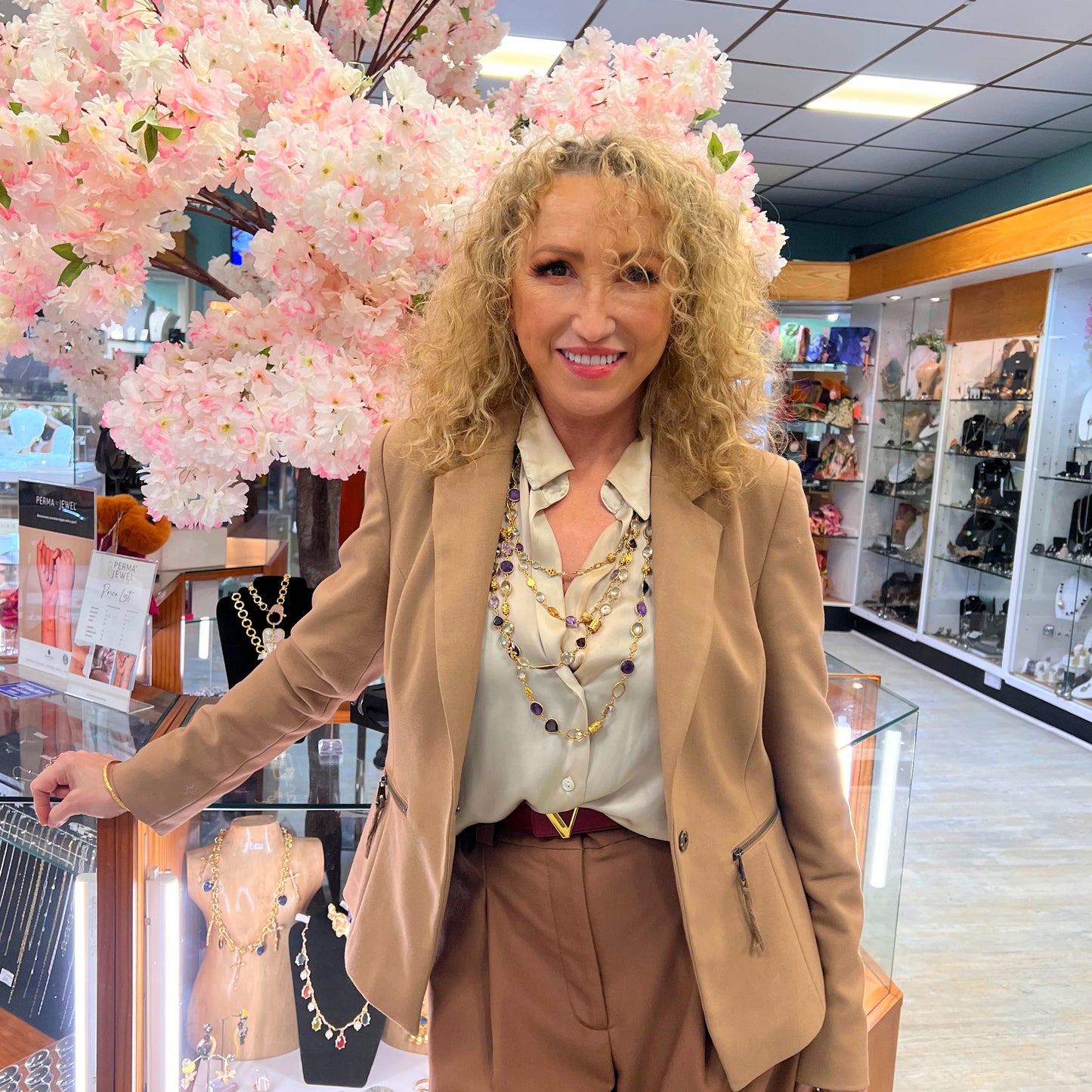 Beautiful Silver Gilt Multi Gemstone Waterfall Layered Necklace