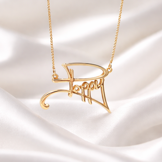 9ct Gold Personalised Graffiti Name dropper Necklace