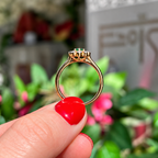 Emerald and Diamond 9ct Yellow Gold Flower Ring | Size O ½