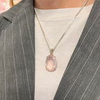 Rose Quartz Sterling Silver Pendant & Chain