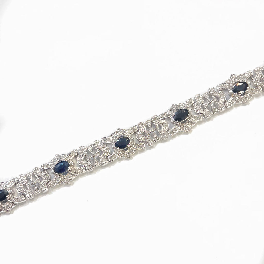 Vintage Sapphire and Diamond 18ct White Gold Bracelet