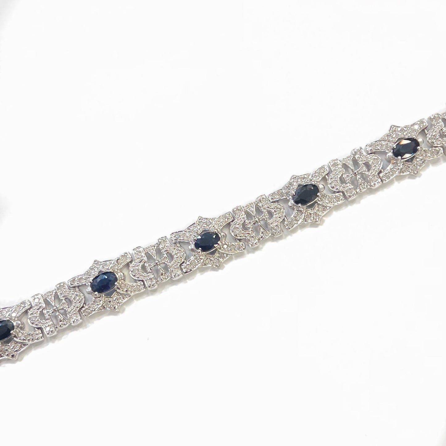 Exquisite Vintage 18ct White Gold Sapphire and Diamond Bracelet
