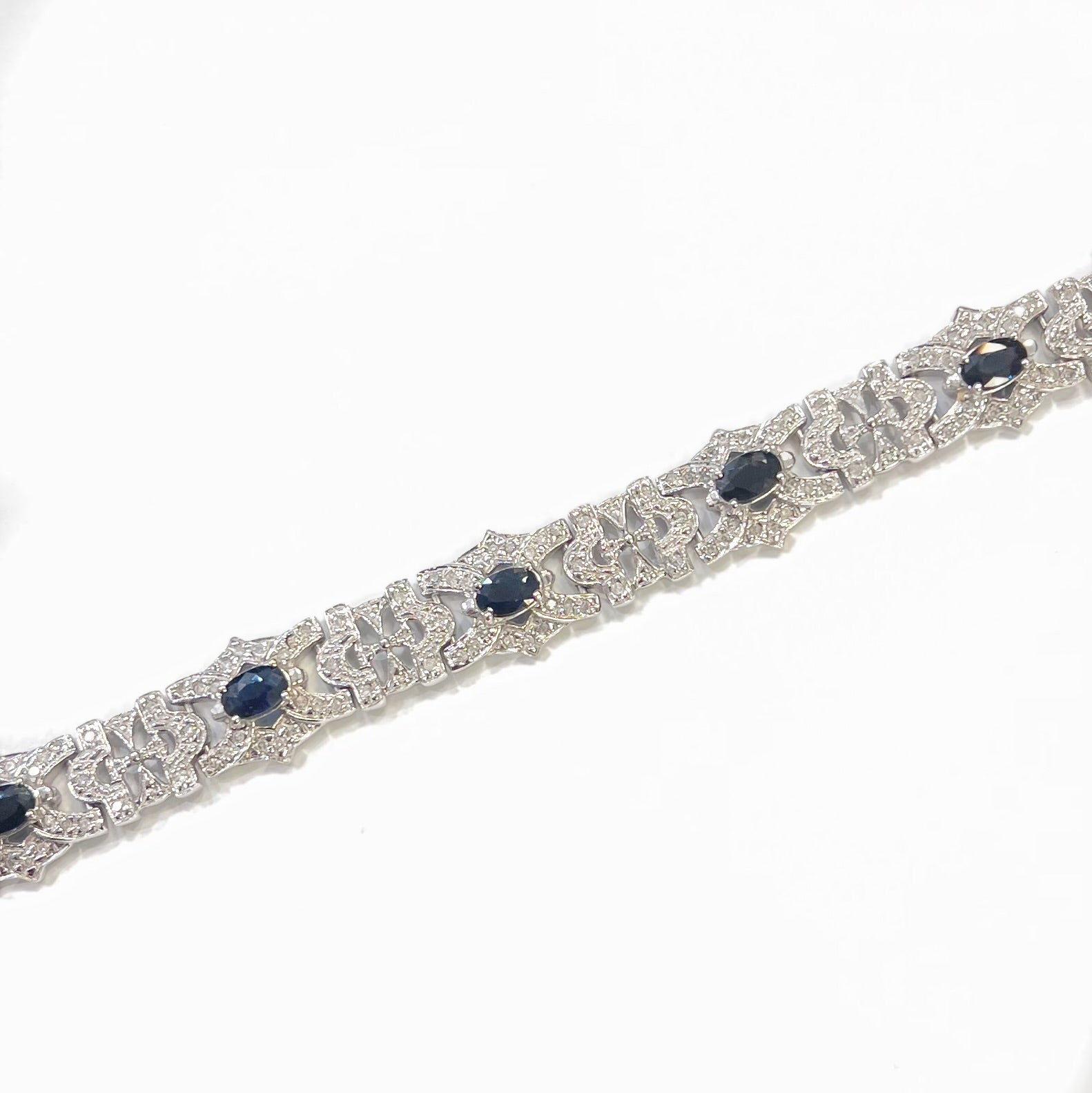 Vintage Sapphire and Diamond 18ct White Gold Bracelet