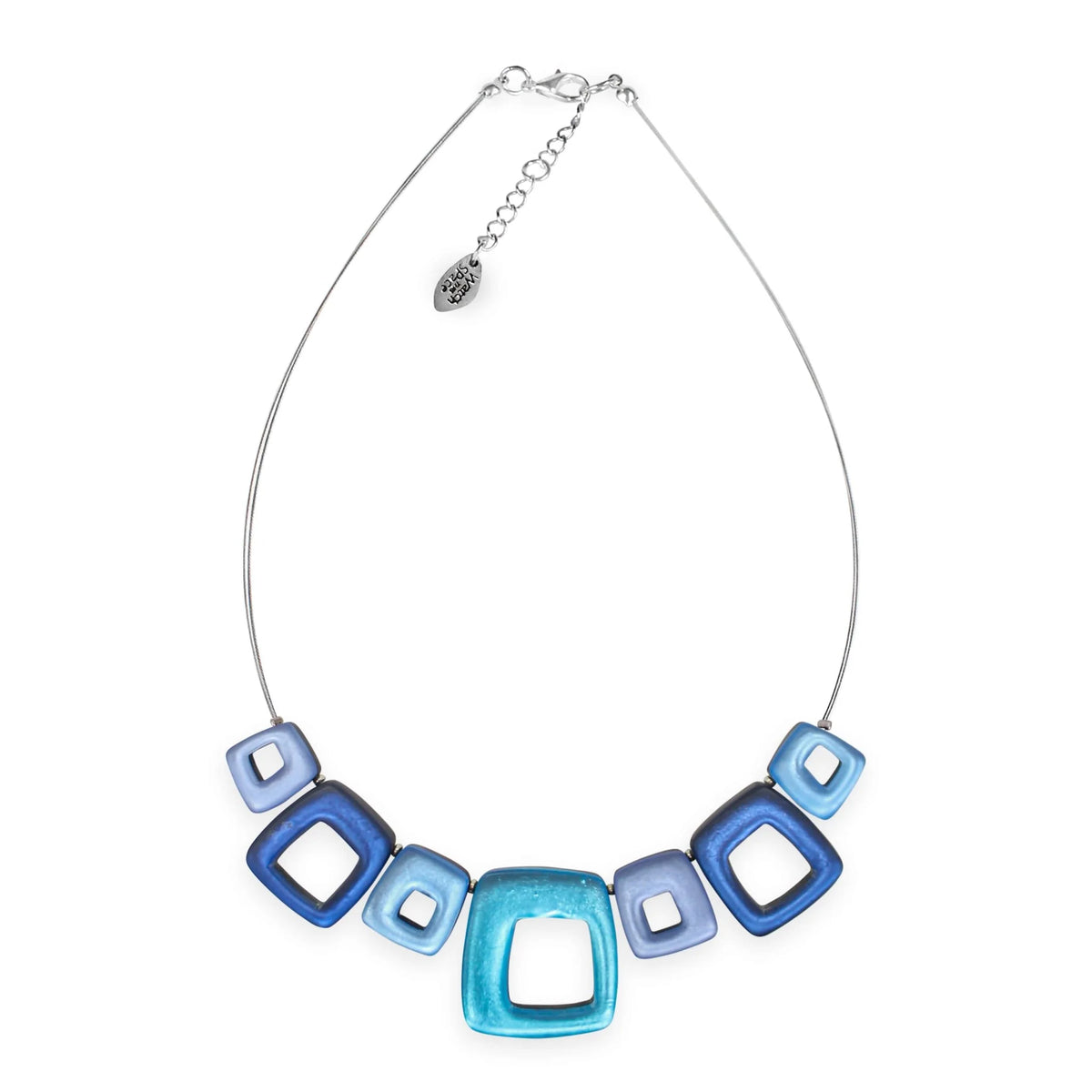 Blue Hollow Square Necklace | Watch This Space