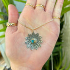 Turquoise Sterling Silver Bohemian-Inspired Mandala Necklace