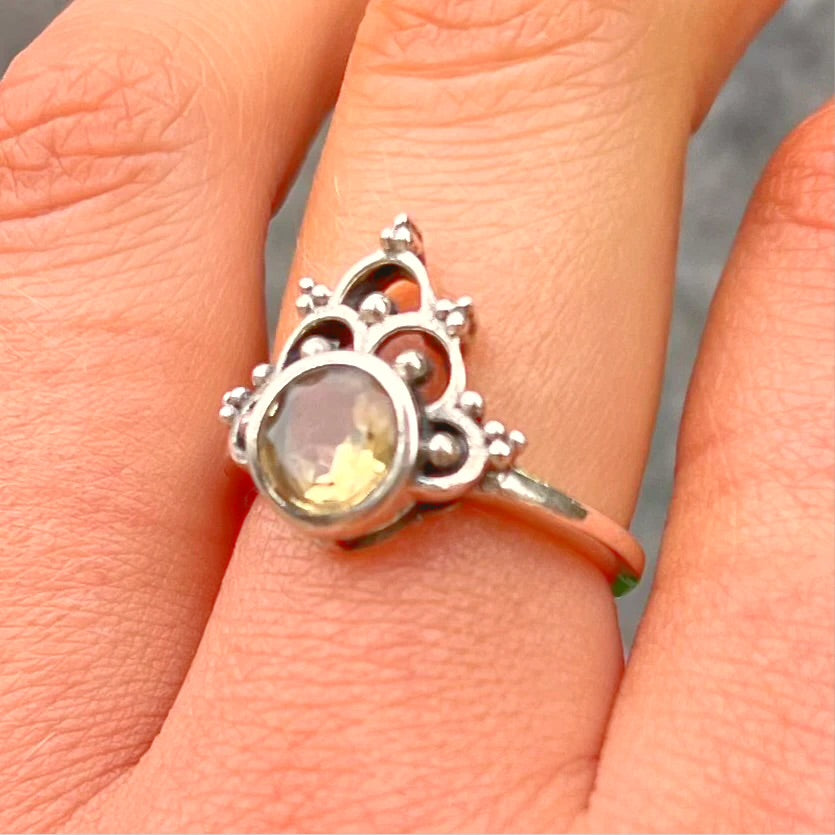 Sterling Silver Mandala Citrine Ring - Size M