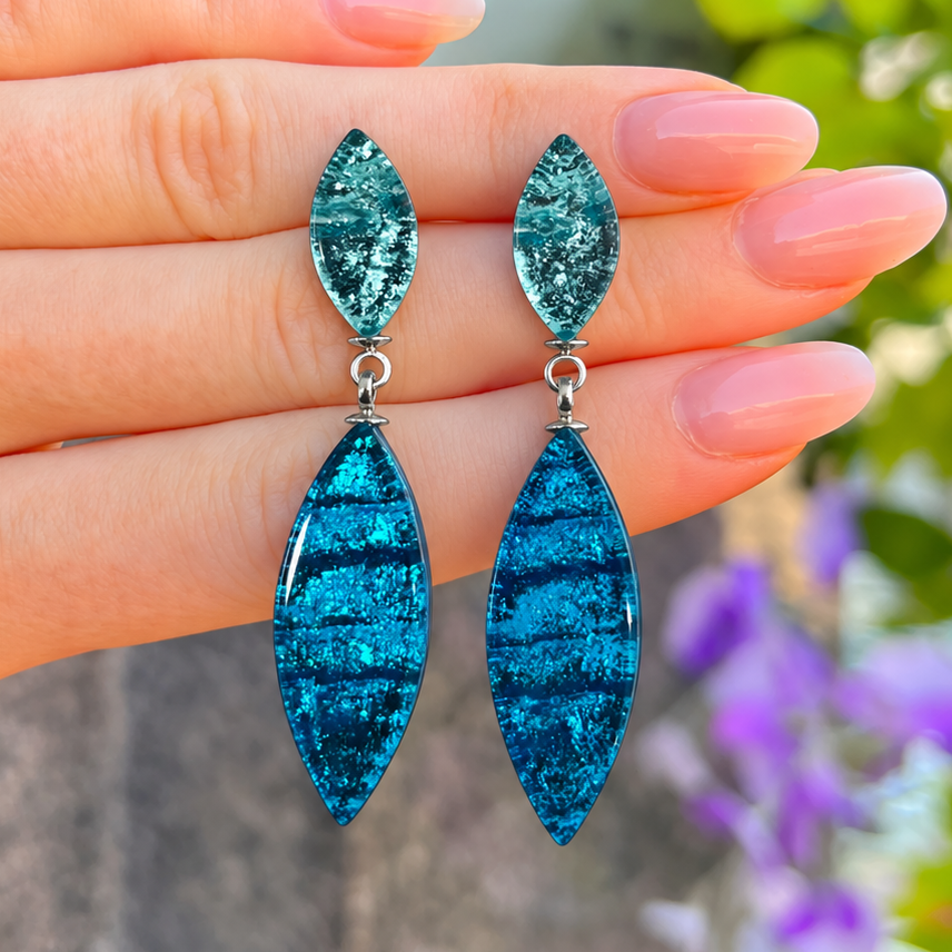 Turquoise Aztec Petal Double Drop Earrings | Watch This Space