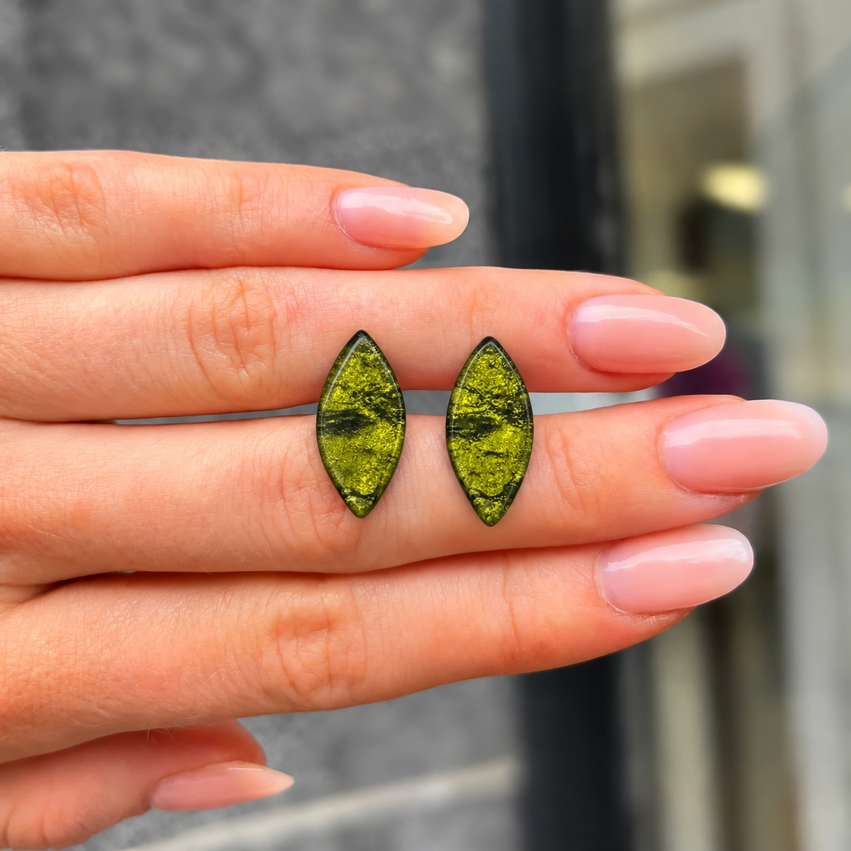 Pistachio Aztec Leaf Stud Earrings | Watch This Space