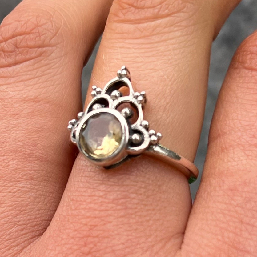 Sterling Silver Mandala Citrine Ring - Size M