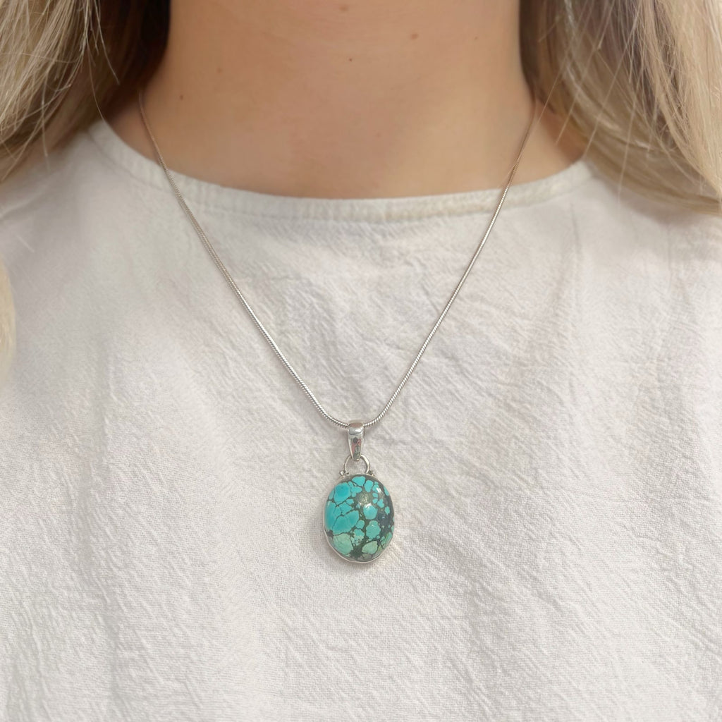 Oval Turquoise Sterling Silver Pendant