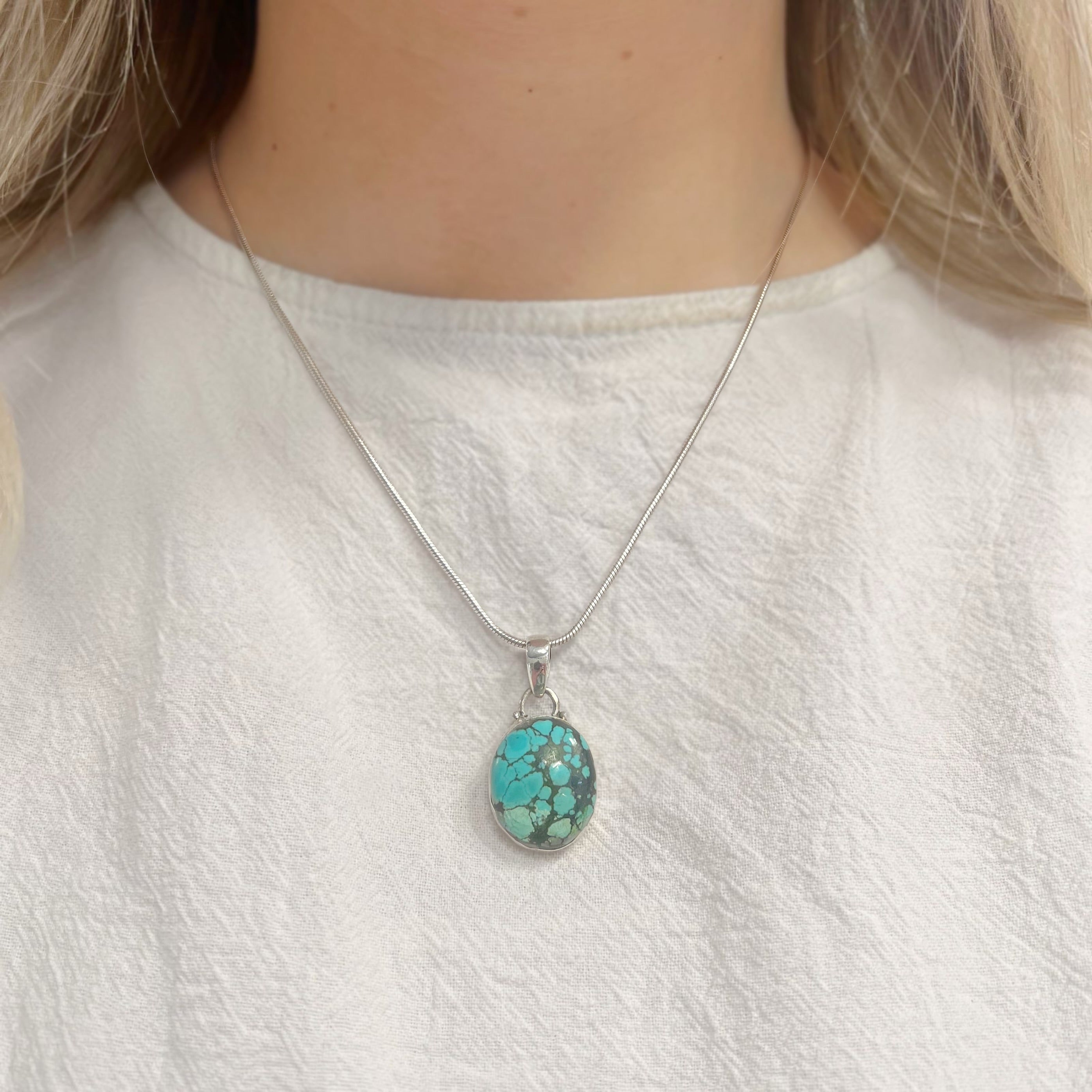 Oval Turquoise Sterling Silver Pendant