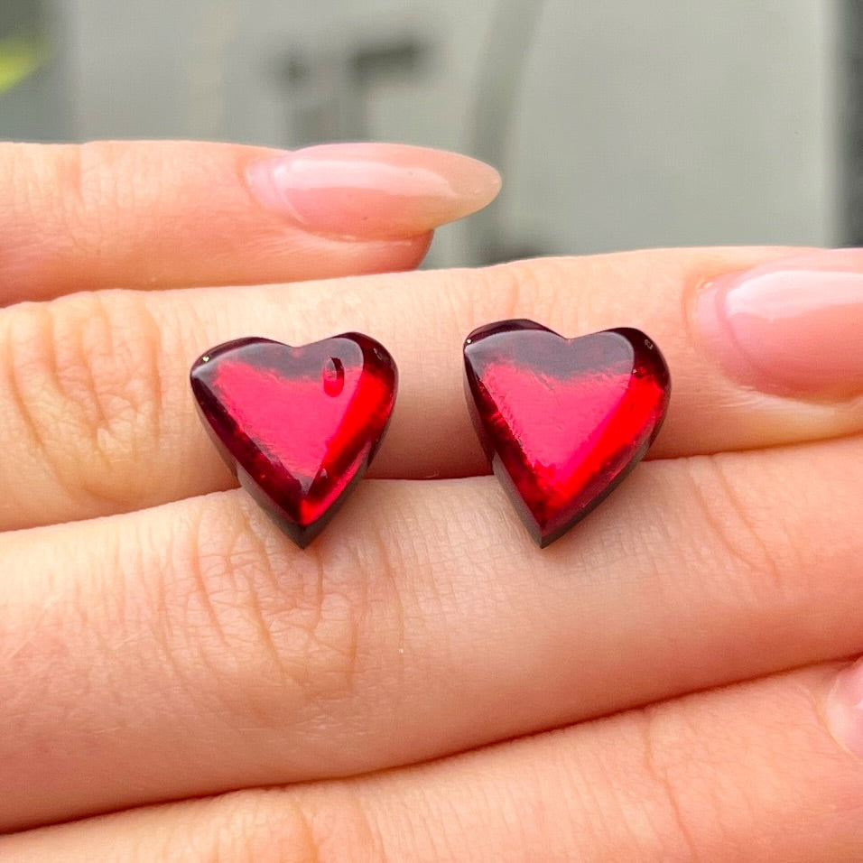 ‘Watch This Space’ Red Love Heart Stud Earrings