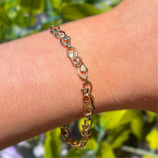 Vintage 9ct Yellow Gold Charles Rennie Mackintosh Inspired Thistle Bracelet