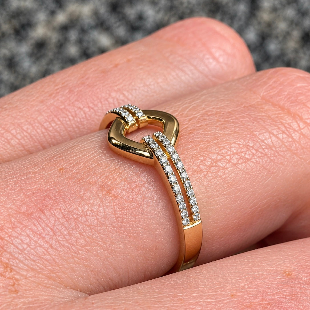 Diamond 9ct Yellow Gold Open Link Ring
