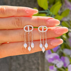 Freshwater Pearl & Cubic Zirconia Halo Sterling Silver Stud Earrings