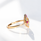 Edwardian Reproduction Pink Tourmaline, Ruby and Diamond 9ct Yellow Gold Ring | Size O