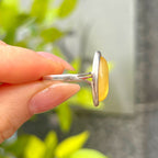 Yellow Butterscotch Amber Sterling Silver Marquise Cut Ring