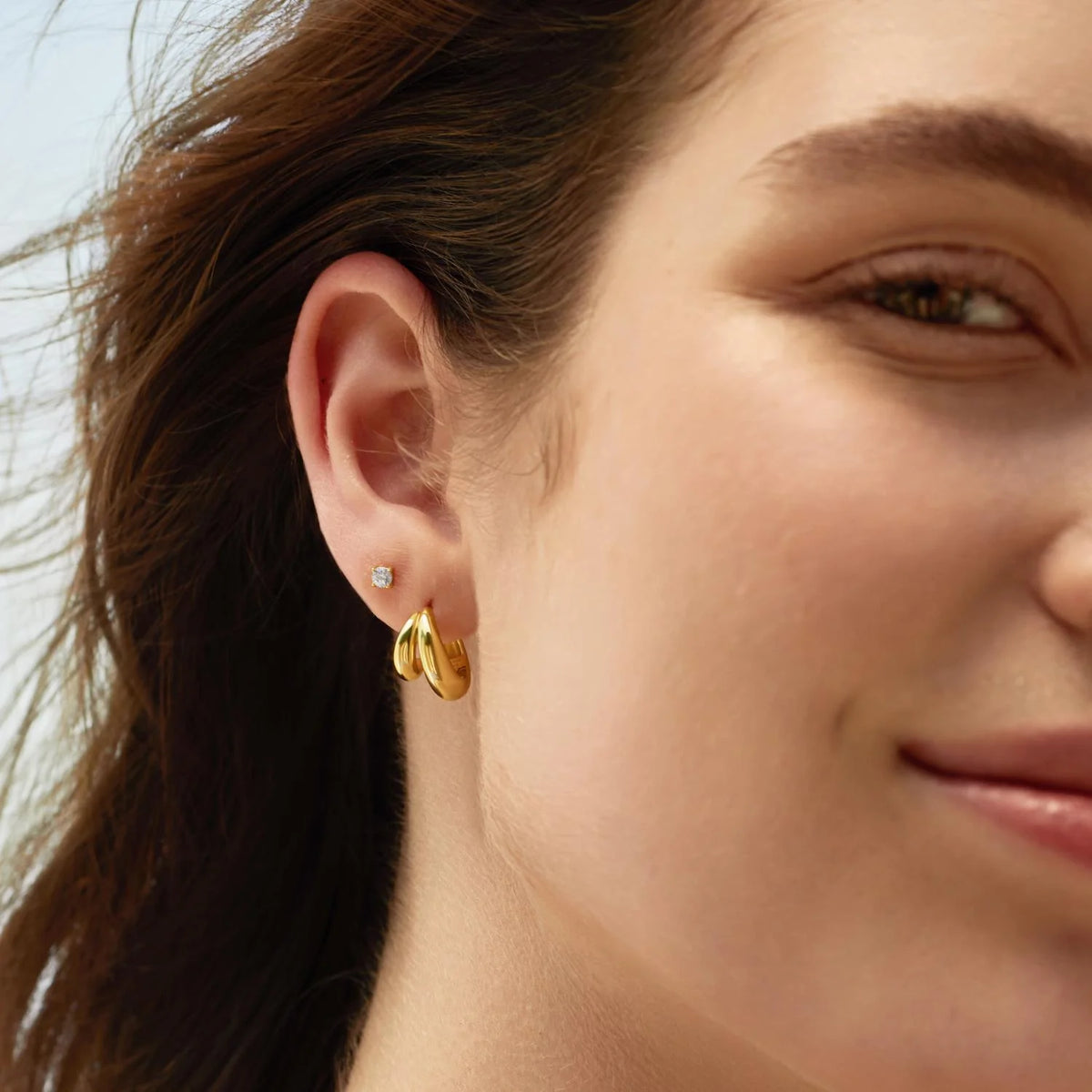 14ct Gold Plated Dome Huggie Hoop Earrings | Ania Haie
