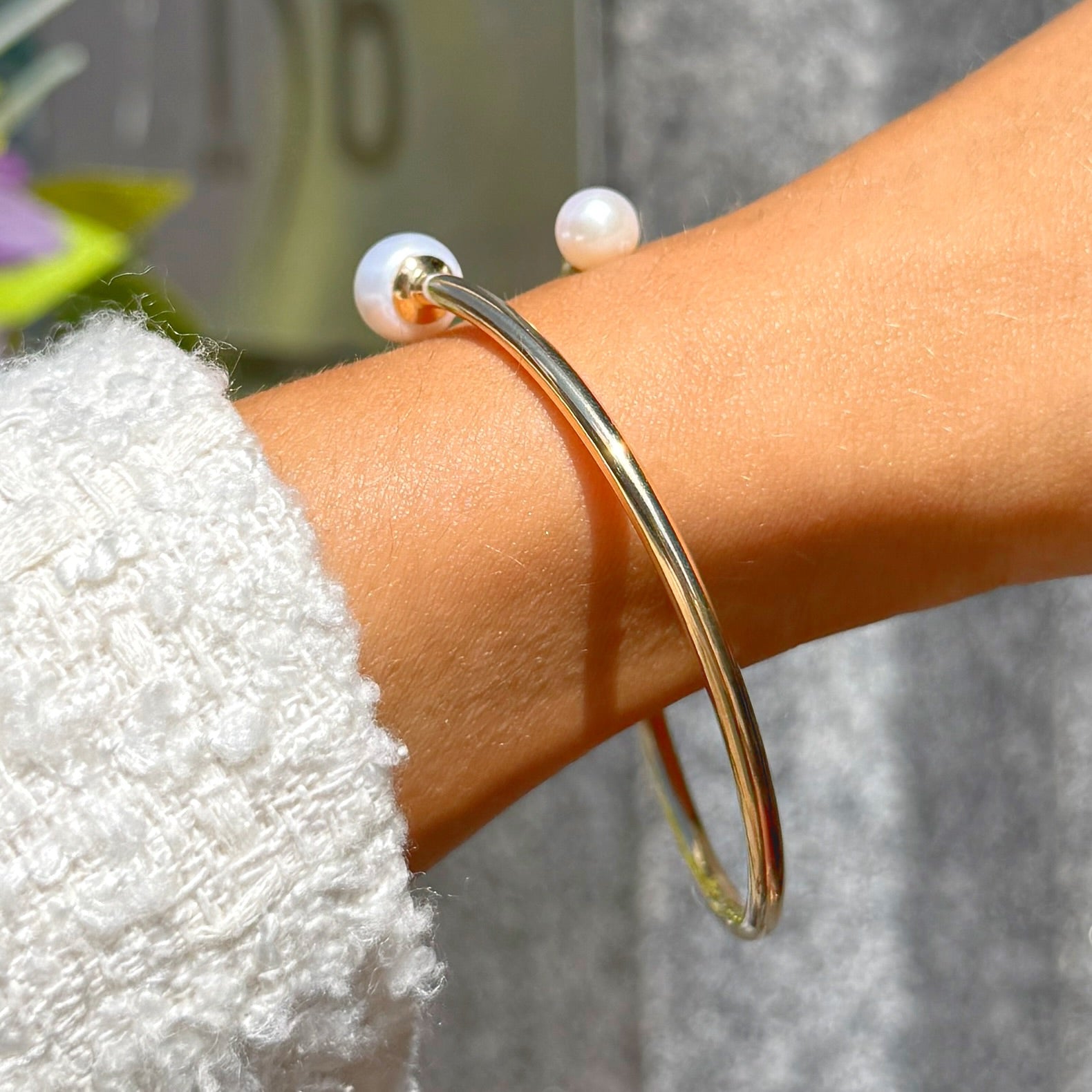 Freshwater Pearl 9ct Gold Plated Twist Bracelet