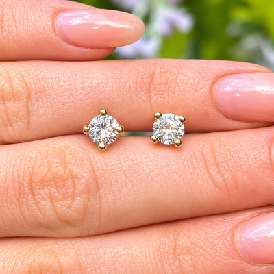 Cubic Zirconia 9ct Yellow Gold Stud Earrings