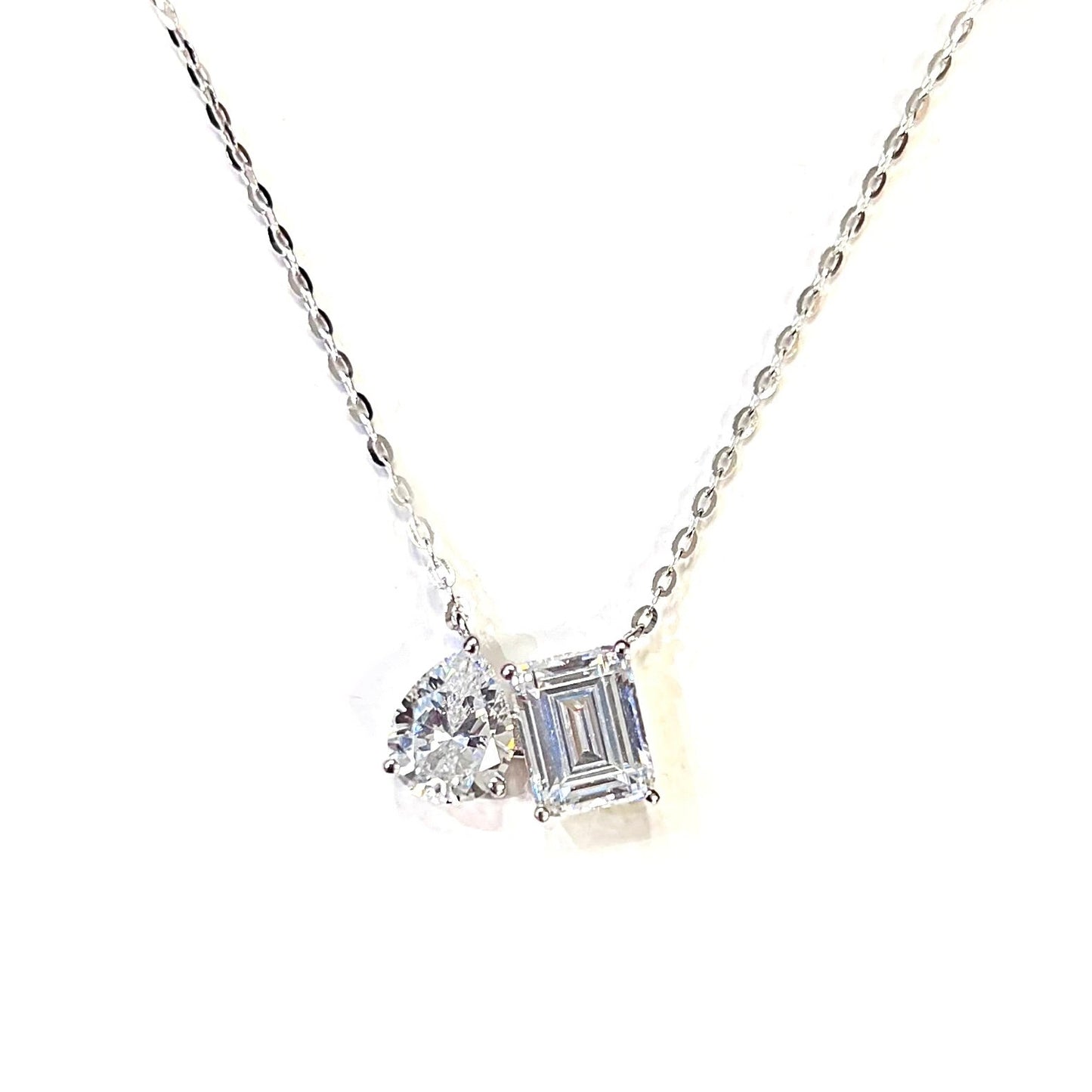 Cubic Zirconia ‘Toi et Moi’ Sterling Silver Necklace