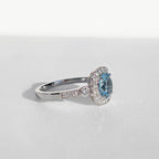 Aquamarine and Diamond 18ct White Gold Ring | Size M ½