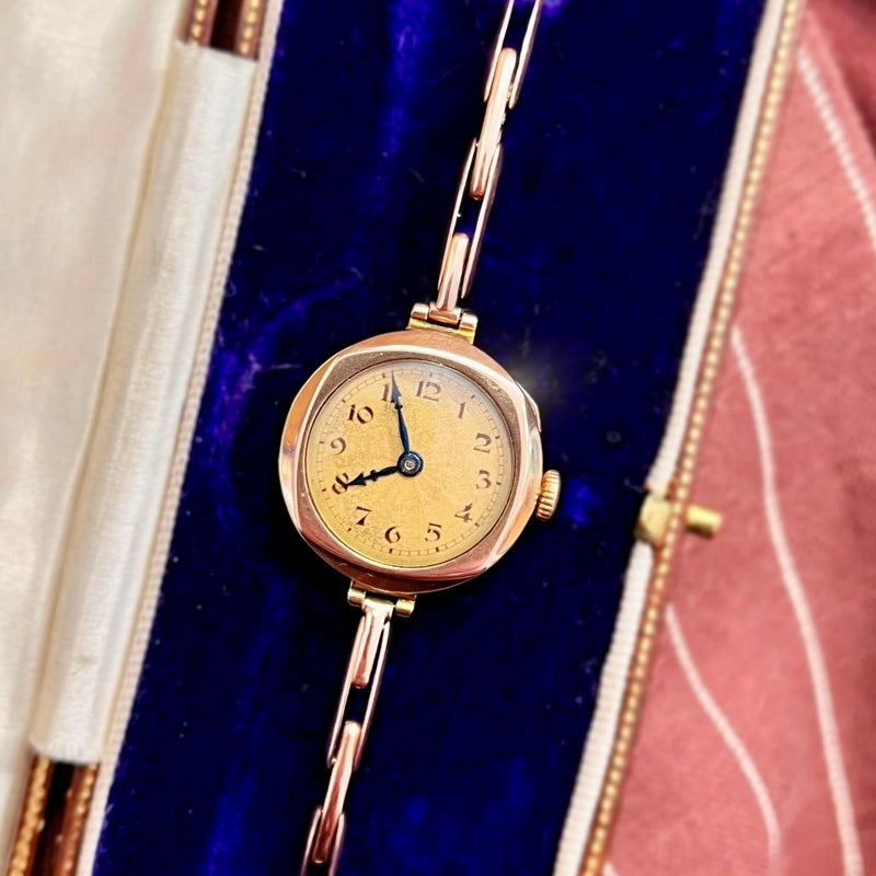 Collector's Item - Antique 1920s 9ct Gold Ladies Rolex Unicorn Wristwatch