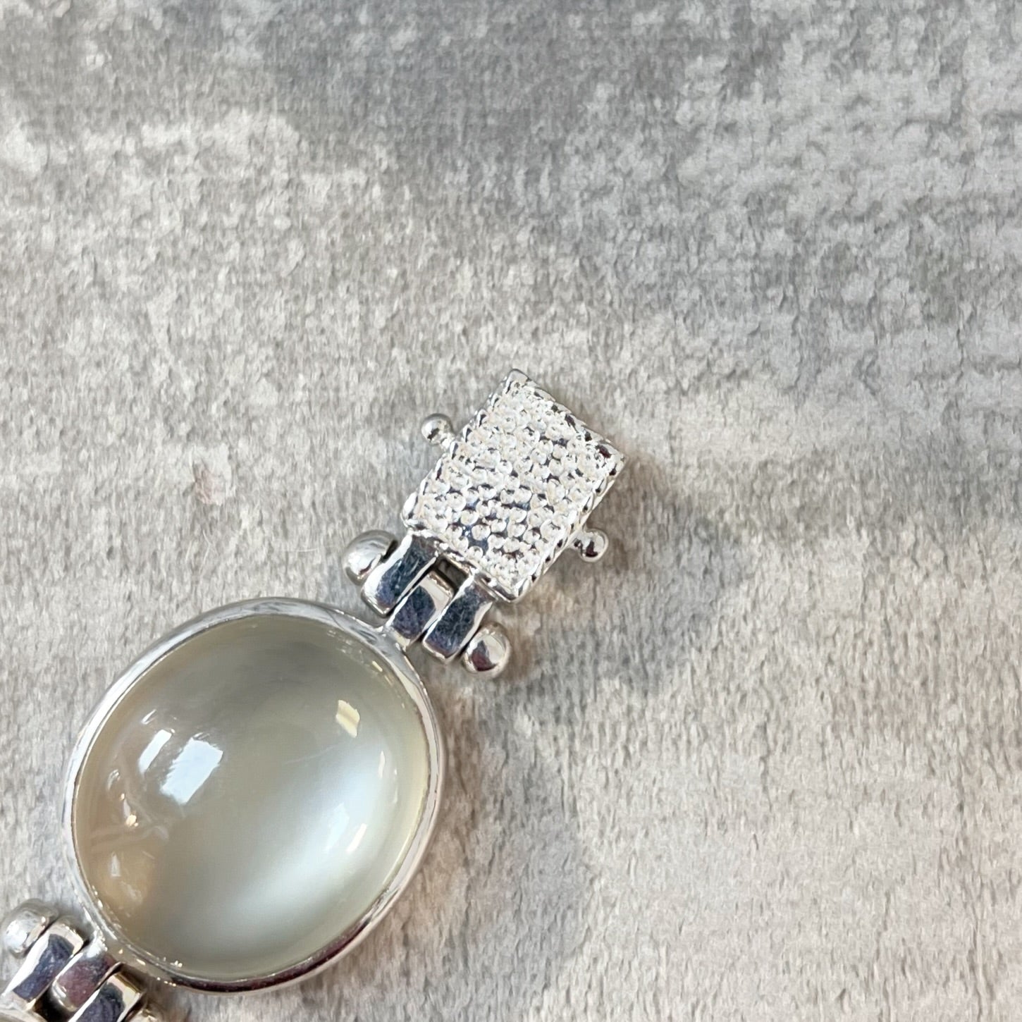 True Moonstone Graduated Five Stone Sterling Silver Chunky Bracelet