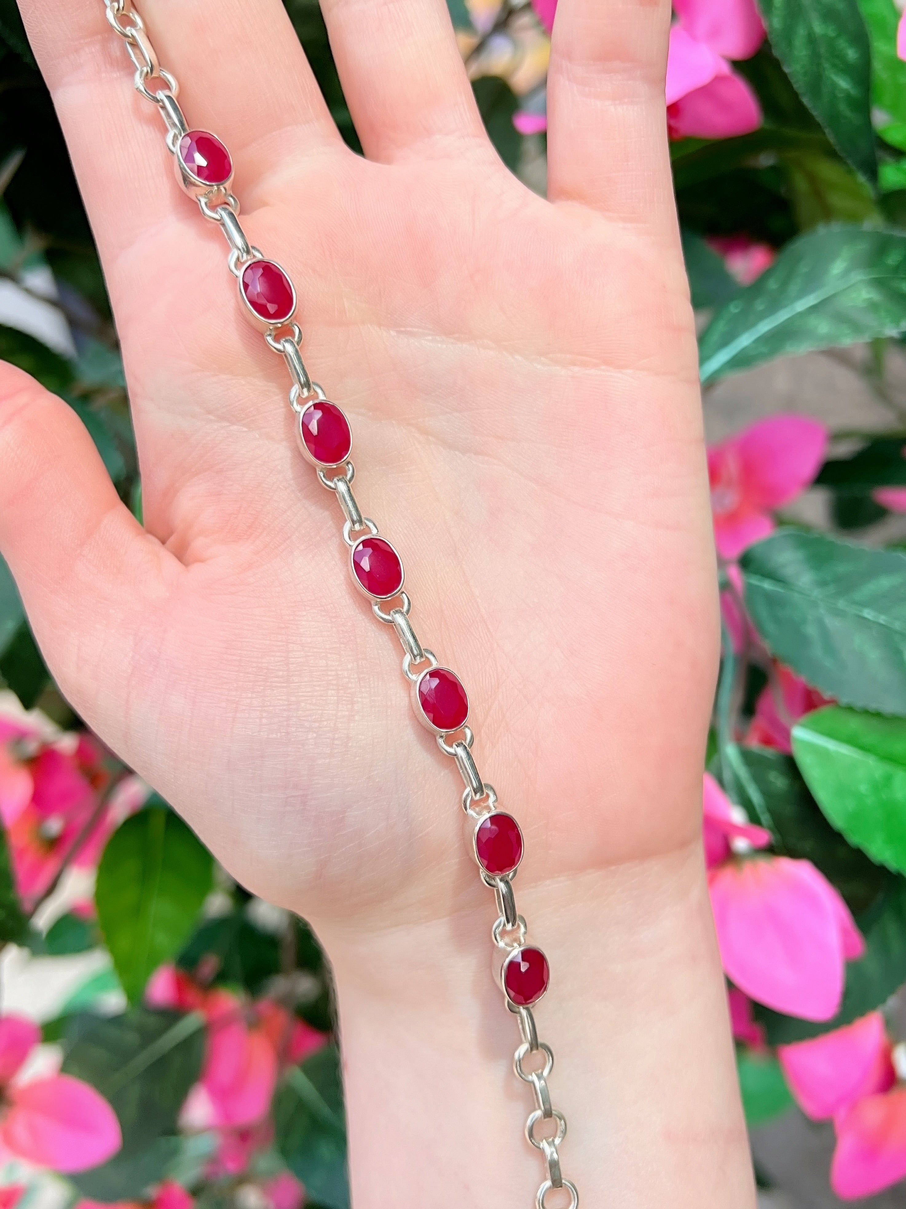 Ruby Sterling Silver Bracelet