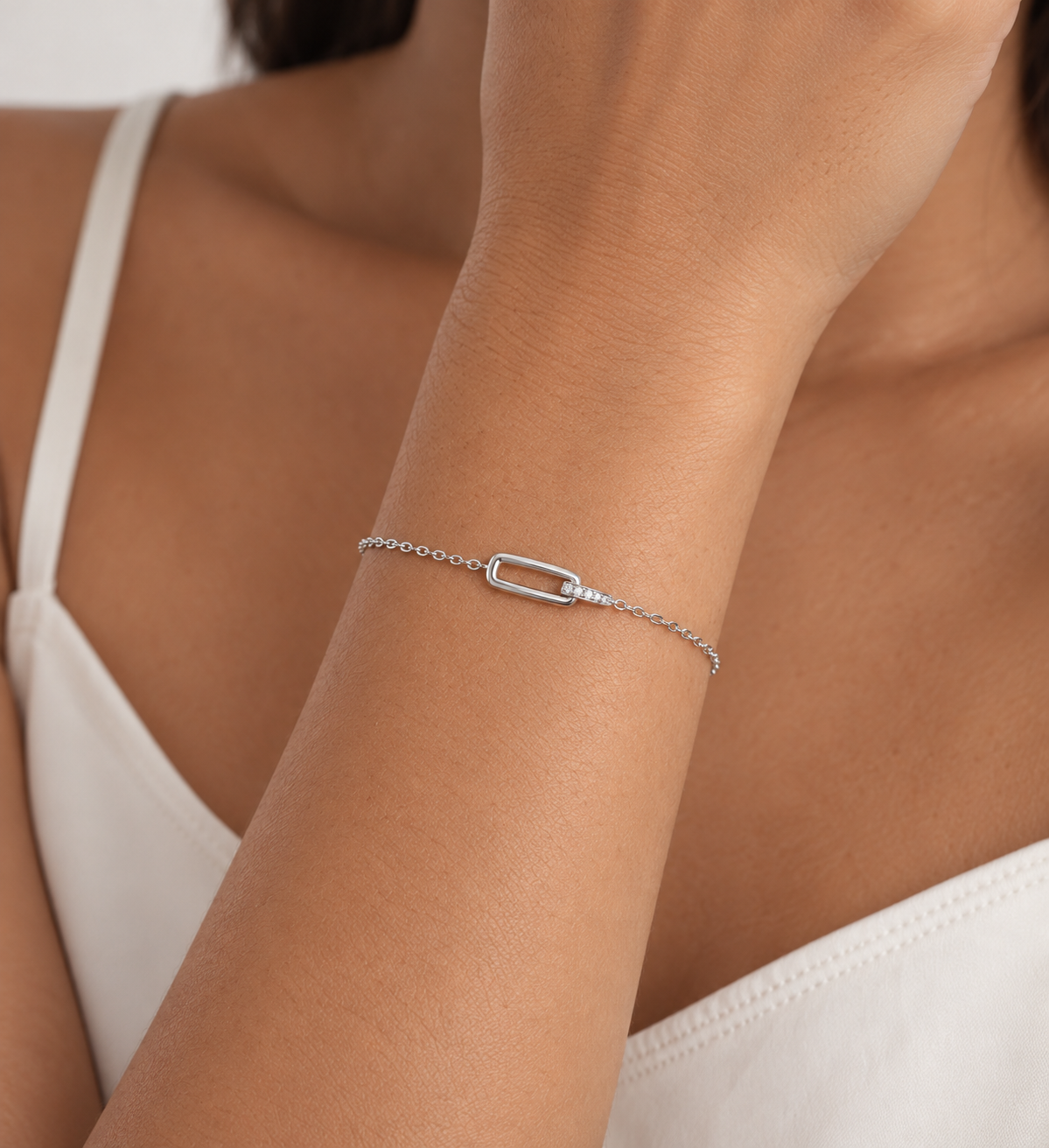 Pre-Order | Sterling Silver Cubic Zirconia Glam Interlock Bracelet | Ania Haie