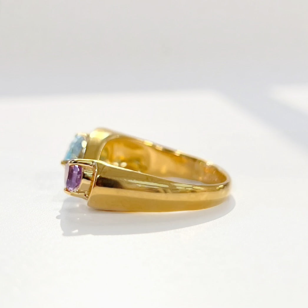 Aqua & Lilac Gold Infinity 'Toi et Moi' Ring | Size L | Unique & Co.