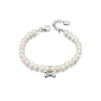 Diamond, Pearl & Sterling Silver Bow Charm Children's Bracelet