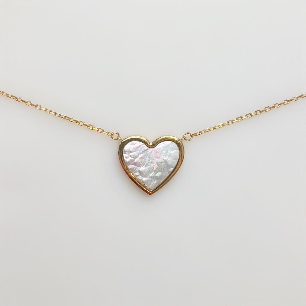 Mother of Pearl 9ct Yellow Gold Heart Necklace