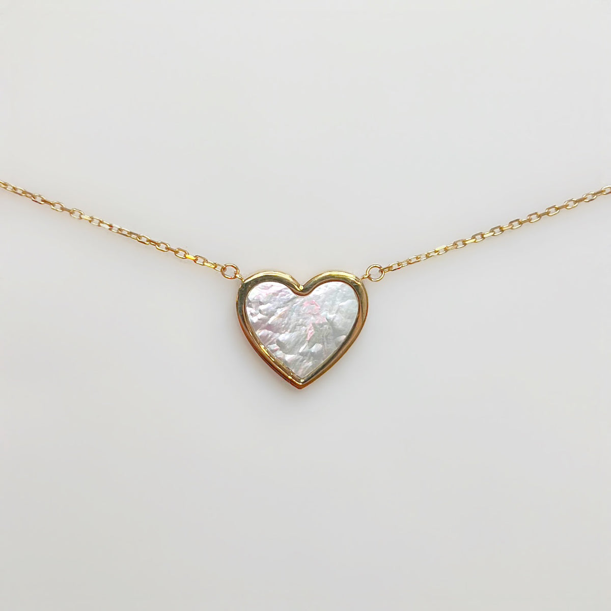 Mother of Pearl 9ct Yellow Gold Heart Necklace
