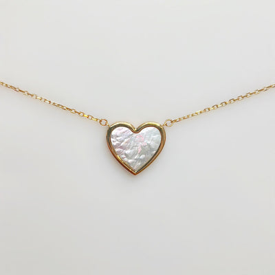 Mother of Pearl 9ct Yellow Gold Heart Necklace