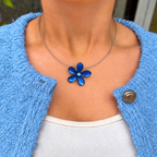 Dark Blue Flower Necklace | Watch This Space
