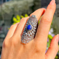 Lapis Lazuli Sterling Silver Boho Chunky Ring | Size O